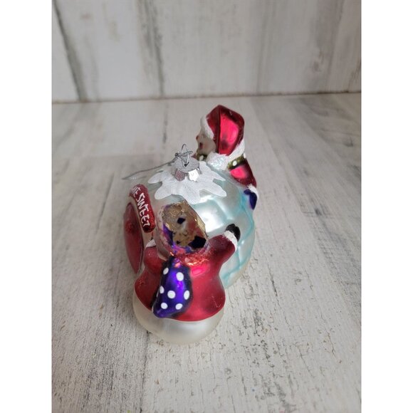 Snowman AS IS blown glass ornament Xmas Yankee Candle igloo - Picture 6 of 9